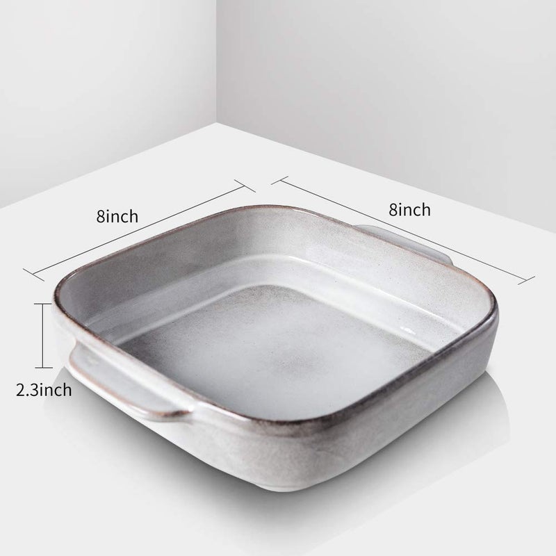 KOOV Ceramic Bakeware, 8x8 Baking Dish, Square Baking Pan, Ceramic Baking Dish, Brownie Pans for Cake Dinner, Kitchen, Reactive Glaze (Variable Grey) - Image 3